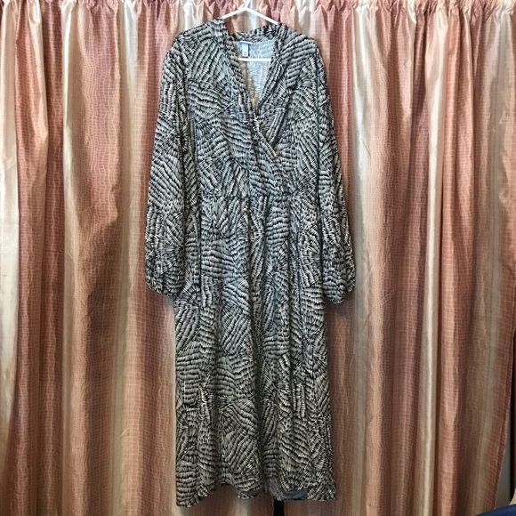 A New Day Black White Long Sleeve Dress Size XXL - Picture 1 of 3